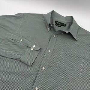 Lauren Ralph Lauren Classic Fit Long Sleeve Shirt Green White Gingham 17 34/35